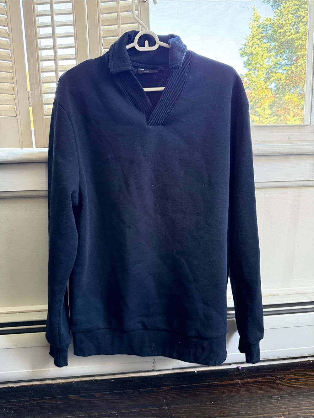 ASOS Navy V-Neck Shawl Collar Sweater